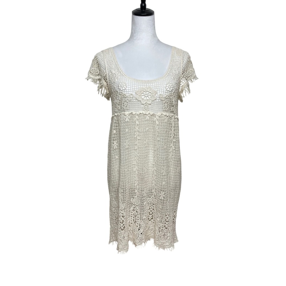 Cottagecore Open Knit Lace Knee Length Dress Size Small Cotton Vintage Inspired